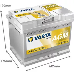   Varta Dynamic AGM 60Ah 680A Start-Stop jobb+ 560901068K262 akkumulátor