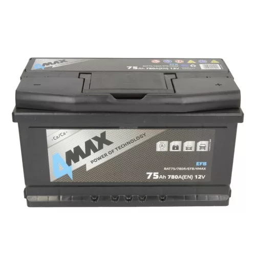 4MAX 75Ah 780A jobb+ Start-Stop EFB akkumulátor